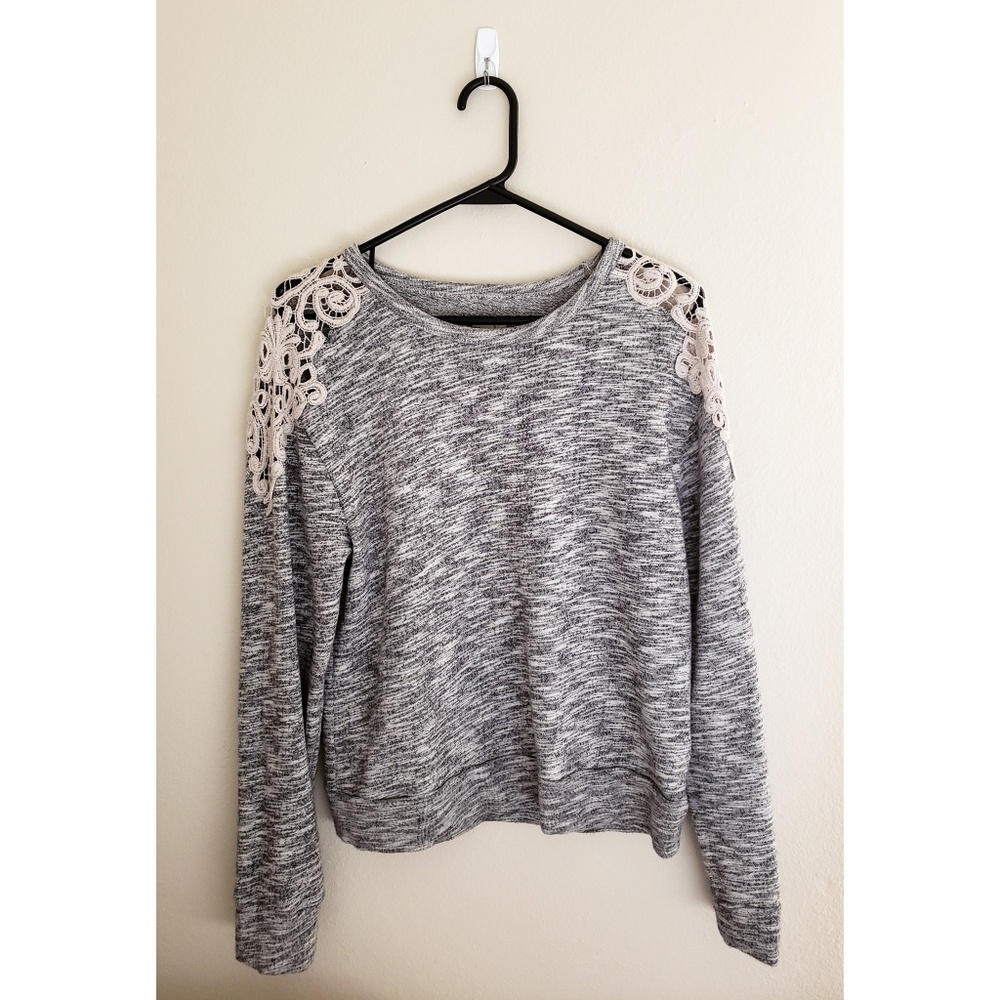 Hollister Heathered Lace Detail Top